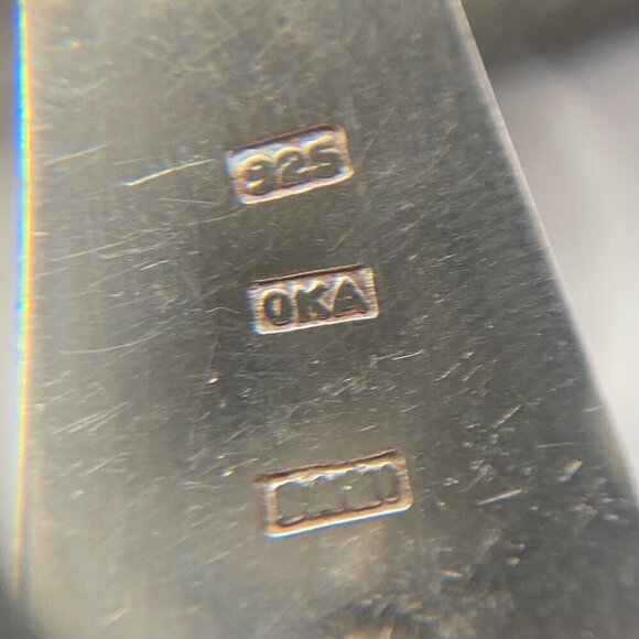 Sterling Silver 925 OKA Bali Oval Amethyst Teardrop Dangle Drop Earrings - Picture 14 of 16